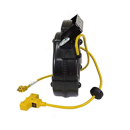Alert ProReel Pro-Grade 8140TP Heavy-Duty Retractable Extension Cord Reel | 40' - 12/3 SJTOW Electrical Retracting Cord | Tri-Tap Grounded Outlet with Power Light | 15 Amp Resettable Circuit Breaker