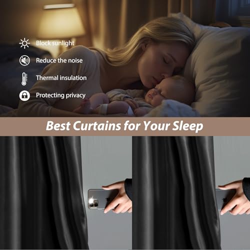 Room Divider Curtains with Ceiling Curtain Track Set Window Curtain for Bedroom,Living Room Total Blackout Thermal Insulated Privacy Ceiling Track Curtain W 15 × H 7 FT Black drape&Black track - color: Black, size: 180"W x 84"L (Pack of 1)