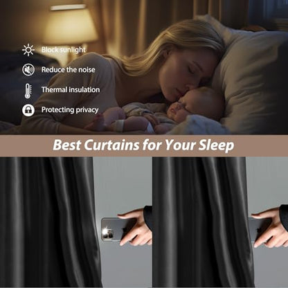 Room Divider Curtains with Ceiling Curtain Track Set Window Curtain for Bedroom,Living Room Total Blackout Thermal Insulated Privacy Ceiling Track Curtain W 15 × H 8 FT Black drape&Black track - color: Black, size: 180"W x 96"L (Pack of 1)