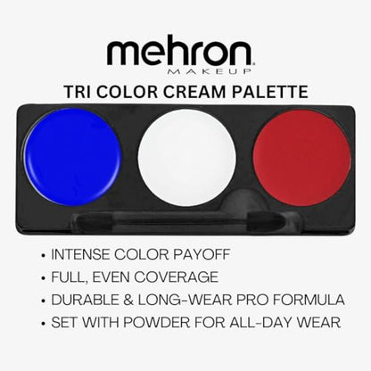 Mehron Makeup Tri-Color Halloween Makeup Palette - CLOWN | 5 Shades of Mehron Greasepaint in 1 Easy to Use Palette. Perfect for Quick Costume Looks. Cruelty Free & Made in the USA. - color: Clown