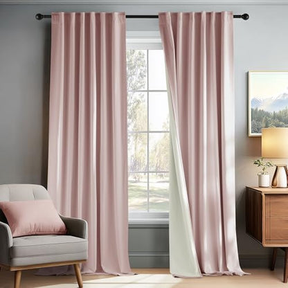 PONY DANCE 100% Blackout Curtains for Nursery Bedroom 84 inches Long, 2 Pcs - color: Dusty Pink, size: 52"W x 84"L (Pack of 2)