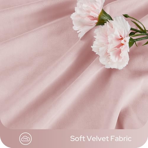 HOMEIDEAS 100% Blackout Velvet Curtains Pink 108'' 2 Panels for Bedroom - color: Pink, size: 52"W x 108"L (Pack of 2)