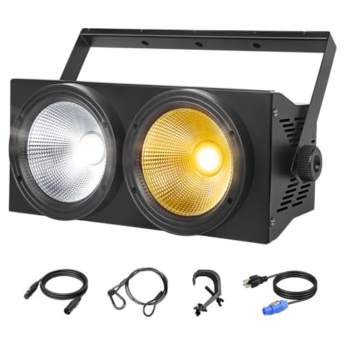 MAD OWL 200w Led Blinder Stage Par Lights,2-Eyes Cool +Warm White led Stage Lights, DMX Control,Sound Activation COB Strobe for Theater, Church, DJ Events - color: 2X100W (Warm+Cold) White