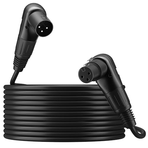 Adoreen Right-Angle XLR Male to Right-Angle XLR Female Microphone Cable 20 Ft, Adjustable 90 Degree Pro Balanced Shielded 3 Pin DMX Patch Cord for Studio Audio&DJ Stage Live Recording&Speaker System - size: 20FT, style: Angled Male to Angled Female