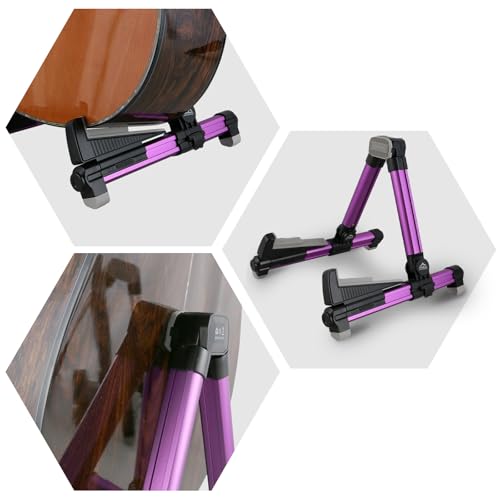 EASTROCK Portable Tripod A Frame Aluminium Music Stand,Purple | Folding Guitar Stand,for Acoustic Electric Guitars, Bass, Violin, Ukulele, Banjo - color: purple