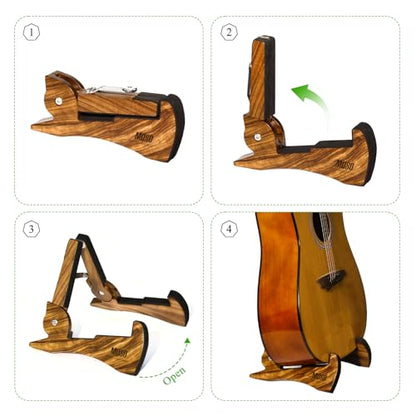 Guitar Stand, Acoustic Guitar Stand with Padded Foam, Classical Electric Guitar Stand,Folding Bass Guitar Display Stand Travel Guitar Stand, Compatible with Mandolin, Bass, Banjo, Ukulele,Rabbit-Shape Patented (Zebra) - color: Zebra
