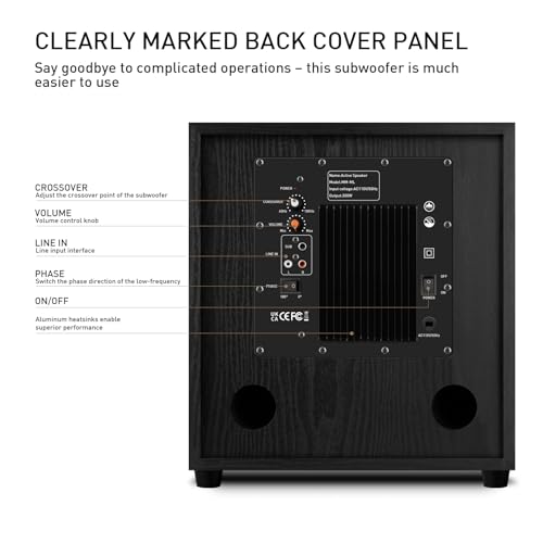 8" Active Home Theater subwoofer, Featuring SUB and RCA Input interfaces, 200W RMS, Medium-Density fiberboard Cabinet with Heat Sink, Adjustable Crossover Frequency Range from 60-180 Hz - size: 8-inch subwoofer