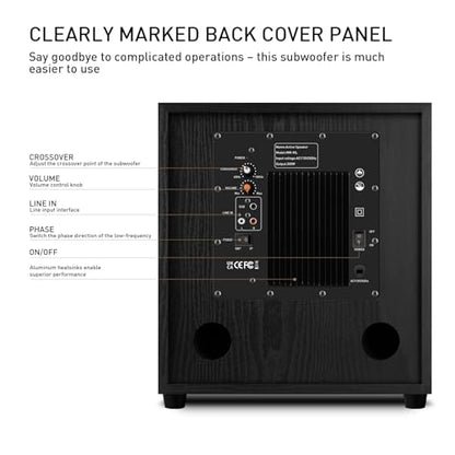 8" Active Home Theater subwoofer, Featuring SUB and RCA Input interfaces, 200W RMS, Medium-Density fiberboard Cabinet with Heat Sink, Adjustable Crossover Frequency Range from 60-180 Hz - size: 8-inch subwoofer