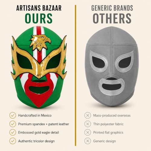 Artisans Bazaar Mexican Custume Wear Masks Luchador Mexicano Wrestling Masks Foamy Material for Men & Women Lucha Libre Adult - style: Mexicano