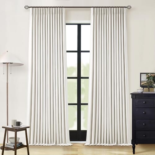 Natural Linen 100% Blackout Pinch Pleated Curtains 108 Inches Long 2 Panels - color: Natural Linen, size: 40"W x 108"L (Pack of 2)