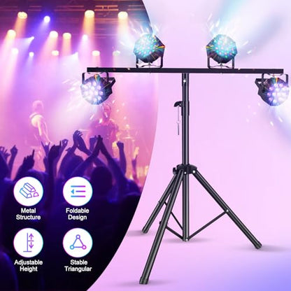 U`King Products Dj Light Stand, Light Stand Tripod, Pro Audio DJ Lighting Tripod, Affordable Metal Stand with Crossbar, T-Bar Lighting Stand (39-70 inch)-4Stand