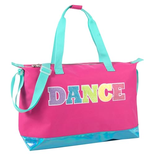 Garment Dance Shoulder Bags for Girls, Teen Dancers, Costumes, Boys | Holographic Glitter Dance Bag for Kids - color: Dance Pink & Blue