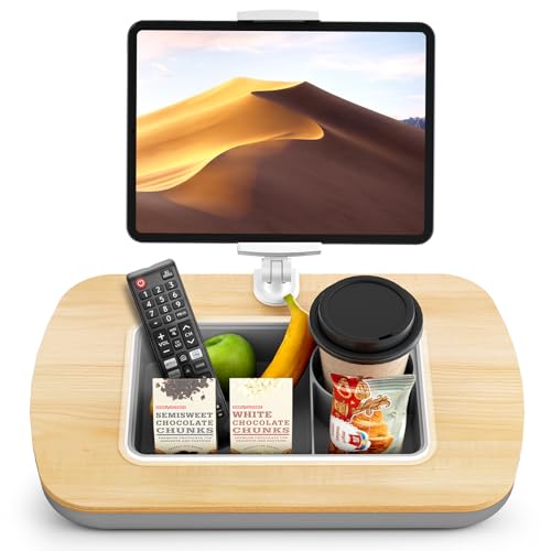 ERGONOV Tablet Pillow Stand with Snack Bowl,iPad Holder for Bed -Birch Gray | Hands-Free Reading and Relaxation on Bed,Couch,Recliner or Your Lap 360° Rotating Clip for 4.7-13" Kindle,eBook,Tablet,iPhone - color: Birch Gray