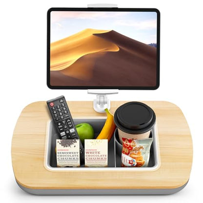 ERGONOV Tablet Pillow Stand with Snack Bowl,iPad Holder for Bed -Birch Gray | Hands-Free Reading and Relaxation on Bed,Couch,Recliner or Your Lap 360° Rotating Clip for 4.7-13" Kindle,eBook,Tablet,iPhone - color: Birch Gray