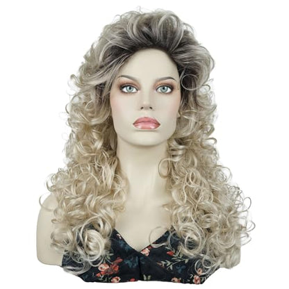 Aimole Long Curly Wigs Synthetic Ombre Blonde Cosplay Women Wig Heat Resistant Hair (TT1654) - color: #TT1654