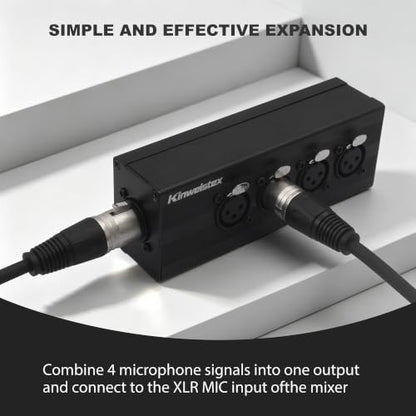 XLR 4 Female to 1 Male Splitter Box 4-IN-1-OUT Balance Y Splitter Audio Converter for Mixer Microphones - style: XLR 4 Female to 1 Male Splitter Box