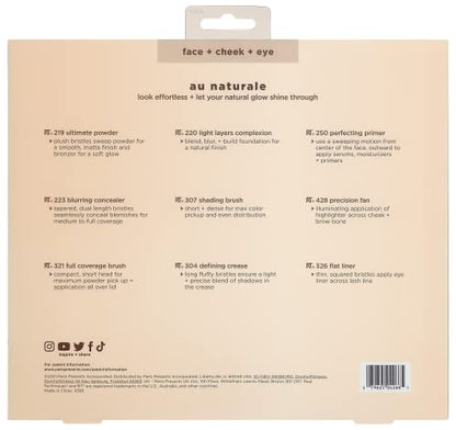 Real Techniques 9 Piece Au Naturale Makeup Brush Set, For Liquid, Cream, & Powder Eyeshadow, Foundation, Blush, Bronzer & Contour, Travel Friendly Brushes, Gift Set, Cruelty-Free Bristles (Pack of 8) - size: 9 Piece Set (Pack of 8), style: Au Naturale, 9