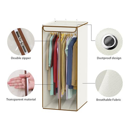 Univivi Garment Bags for Hanging Clothes, Cloth Bag 40 In, 2 PCS, Beige - color: Beige, size: 40"-2PCS