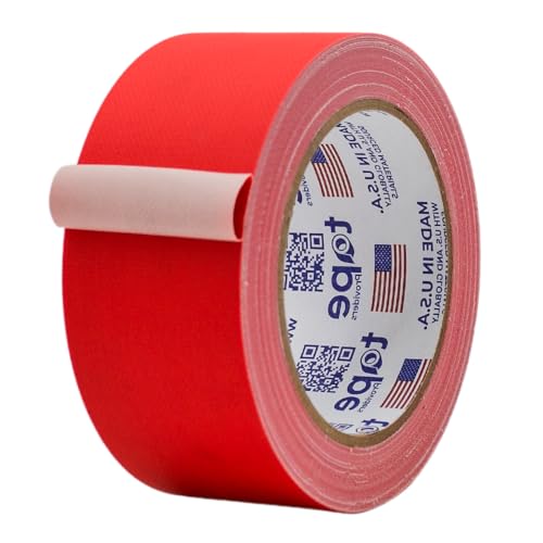 MAT Gaffer Tape Red Low Gloss Finish Film, 2 inch x 60 Feet, Residue Free, Non Reflective, Secure Cords to Stages, Great for Concerts or Trade Shows, Weddings, & Floor Marking - color: Red
