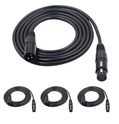 25ft DMX Cable, Flexible 3 Pin XLR Cables, Professional Gold-Plated Male to Female DMX Cables for Stage Lighting Moving Head Lights Audio DJ Equipment (4 Pack)