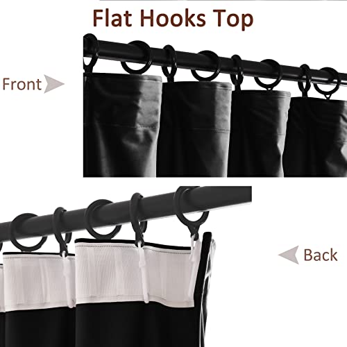 Fcosie Home Theater Curtains Flat Hooks, Extra Wide Velvet Drapes, Blackout Room Darkening Thermal Insulated Drapery for Home Moive Theater Room, 1 PC, 180W x96 L, Black, No Liner - color: Black (#111) + No Liner, size: 180"W x 96"L (Pack of 1)