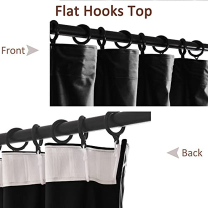 Fcosie Home Theater Curtains Flat Hooks, Extra Wide Velvet Drapes, Blackout Room Darkening Thermal Insulated Drapery for Home Moive Theater Room, 1 PC, 180W x96 L, Black, No Liner - color: Black (#111) + No Liner, size: 180"W x 96"L (Pack of 1)