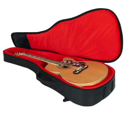 Gator Cases Transit Series Lightweight Jumbo Acoustic Guitar Gig Bag with Backpack Straps and Rubberized Base, Charcoal Black Exterior (GT-JUMBO-BLK) - color: Charcoal, style: Jumbo Acoustic Guitar