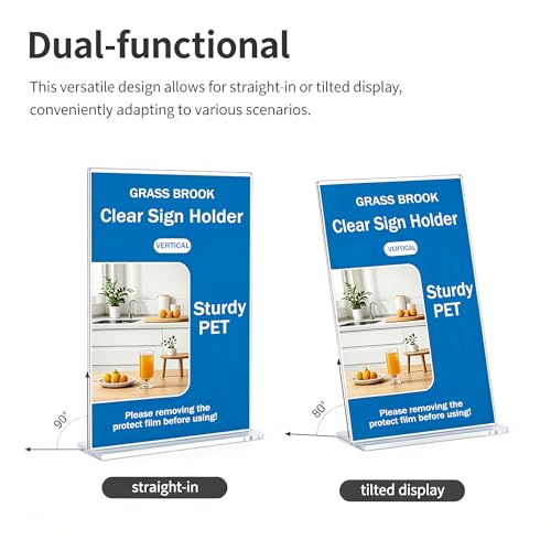 6 Pack 11x8.5 Clear Acrylic Sign Holder Stand, Horizontal Double-Sided Display, Stand By Straight or Tilted, Desktop Picture Frame, Menu Holder, Certificate Frame - size: 6 pack 11*8.5"