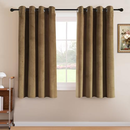 H.VERSAILTEX Luxury Velvet Curtains for Bedroom, 63 Inch, Camel - color: Camel, size: 52"W x 63"L (Pack of 2)