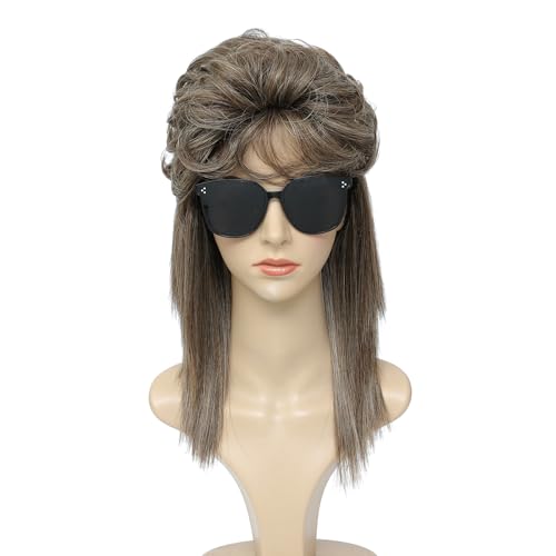 Adequate Women's Mullet Wig 80s 90s Costumes Fancy Party wig Joe Dirt Emo Halloween Cosplay Wigs (light brown) - color: B-Light Brown