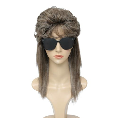 Adequate Women's Mullet Wig 80s 90s Costumes Fancy Party wig Joe Dirt Emo Halloween Cosplay Wigs (light brown) - color: B-Light Brown