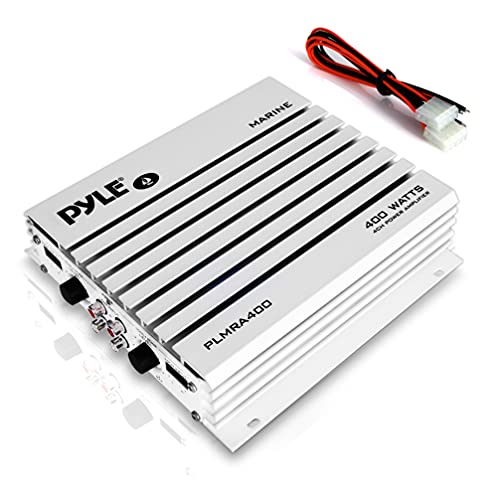 Pyle 4-Channel Marine Amplifier - 400W Elite Hydra Series Water Resistant Amplifier with Dual MOSFET Power Supply, RCA Connectivity with Level Control, LED Indicator, Fuse Protection - PLMRA400.5