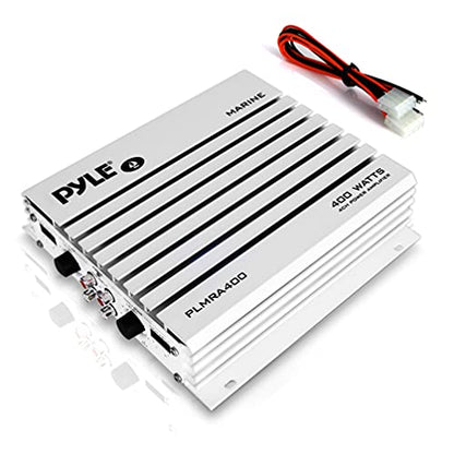 Pyle 4-Channel Marine Amplifier - 400W Elite Hydra Series Water Resistant Amplifier with Dual MOSFET Power Supply, RCA Connectivity with Level Control, LED Indicator, Fuse Protection - PLMRA400.5