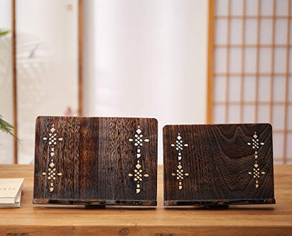 Book Stand with Page Clips, Foldable Reading Rest Holder, Portable Desk Bookrest, Cookbook/Tablet PC/Music Document Stand, Adjustable Wood Reading Frame (Chinese Knot, 13.2 x 9.5 inches) - color: Chinese Knot, size: 13.2 x 9.5 inches
