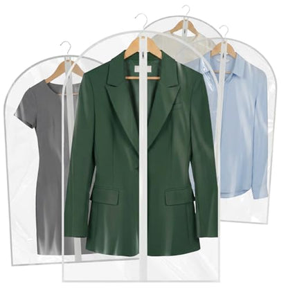 36” All Clear Garment Bags for Women Suit Bags - PEVA Waterproof Suit Cover with Zipper for,Hanging Clothes, Coats - Durable Dresser for Closet Storage, Dustproof & Moisture Resistant - 36”/12 Pack - size: 36" -12 Pack