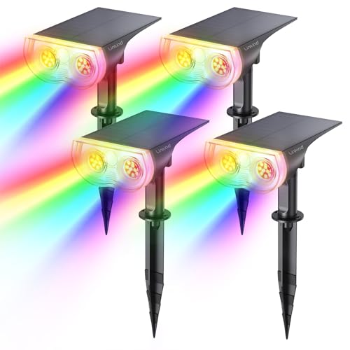 Linkind Solar Lights Outdoor Waterproof LED Landscape Spotlight RGB 4 Pack - color: Multicolor, size: 4 Pack