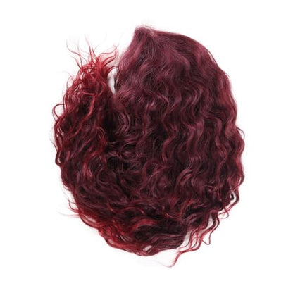 28 inch Long Burgundy Curly Wigs for Women Body Wave Ombre Red Hair Cosplay - color: Burgundy Red
