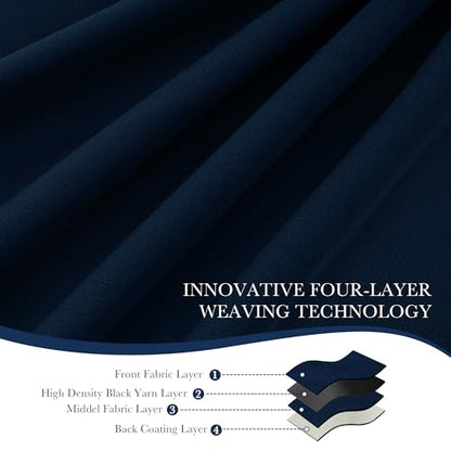 PONY DANCE 100% Blackout Velvet Curtains 72 inch Long for Living Room - color: Navy Blue, size: 52"W x 72"L (Pack of 2)