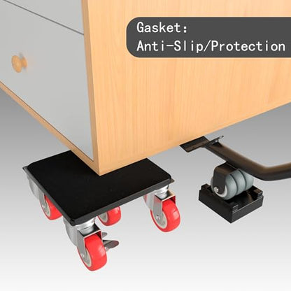 MYUEA Furniture Dolly,Furniture Movers with 5 Wheels,Carbon Steel Panel Heavy Duty Dolly,Maximum Load 1800LBSFurniture Lifter with 5 360° Rotatable Rubber Universal Wheels(Black,4.1x4.1 in) - color: Black, size: 4.1x4.1 IN