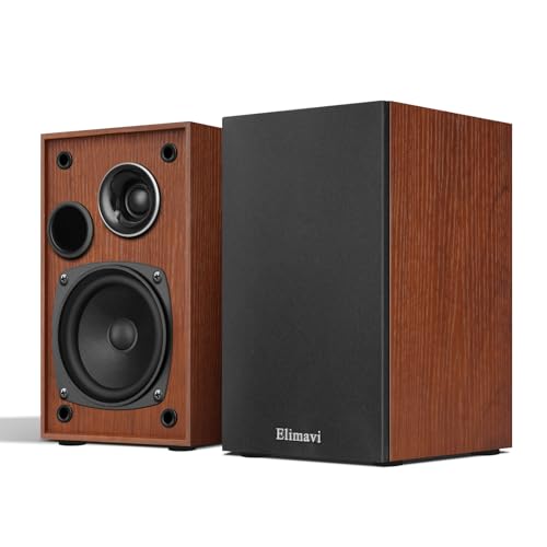 Elimavi Passive Bookshelf Speakers, Requires a Receiver or Amplifier, Brown - color: Brown