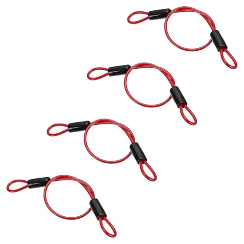 PATIKIL 3/16" Dia Vinyl Coated Stainless Steel Cable with Loops, 4 Pcs 2 ft (20") Flexible Wire Rope Security Chain Lanyard Lock for Outdoor Stage Lighting Luggage Lock, Red - color: Red, size: 3/16"x2 ft
