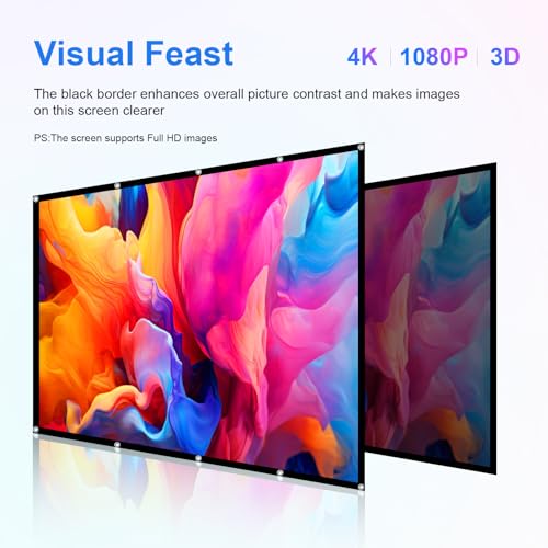 Projector Screen 150 inch，Portable Movie Projector Screen 16:9 HD Indoor Outdoor Double Sided Rear Projection Screen Video for Home, Party, Office, Classroom - size: 150 inch