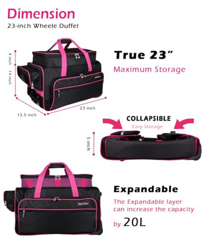 Dance Bag with Garment Rack,23inch Dance Competition Garment Bags with Clothes Rack,Suitcase,Rolling Duffle for Travel, Wheeled Drop-Bottom Upright Luggage Closet Suitcase(Expand-Purple - color: 23inch Expand-Purple