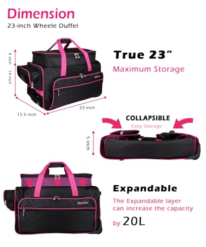Dance Bag with Garment Rack,23inch Dance Competition Garment Bags with Clothes Rack,Suitcase,Rolling Duffle for Travel, Wheeled Drop-Bottom Upright Luggage Closet Suitcase(Expand-Purple - color: 23inch Expand-Purple