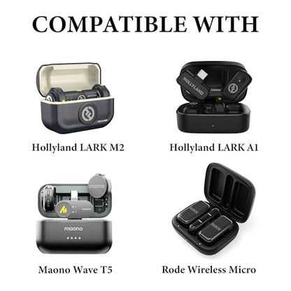 Geekria for Creators Microphone Carrying Case Compatible with Hollyland Lark M2, LarkA1, Maono WaveT5, Rode Wireless Micro Charging Case, Mic Hard Shell Travel Bag with Cable Storage (Black)