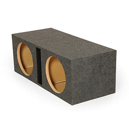 QPower QBASS Dual 12" Car Audio Subwoofer Box, Charcoal Gray Carpet Finish | MDF Woofer Enclosure, Single Slot Port Vent, Deep Bass Sound System for Truck and Stereo