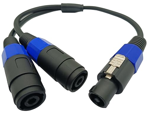 Speaker Splitter Cable, Speakon 1 Male to 2 Female Audio Y Adapter Cord, Speaker Extension Adapter with Twist Lock - 0.5M/1.5FT (1-Male to 2-Female)