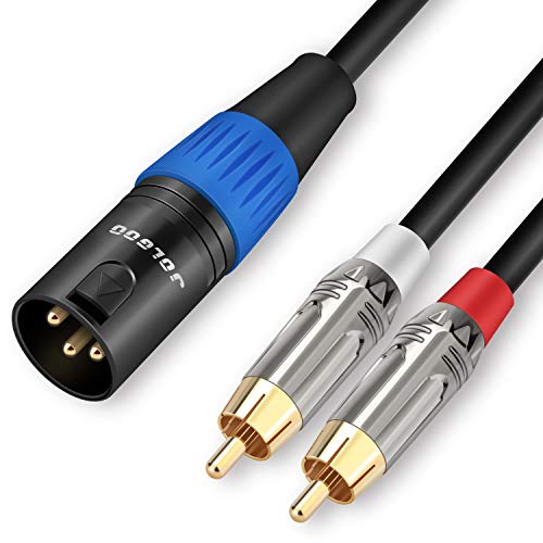 JOLGOO Unbalanced Dual RCA to XLR Male Y Splitter Patch Microphone Cable, 1 XLR Male to 2 RCA Male Y Adapter Cord Cable, 3.3 Feet - size: 3.3 Feet, style: Dual RCA Male to XLR Male