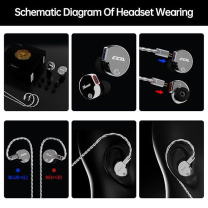 CCA Phoenix in-Ear Monitor Headphones, Dual-Magnet Dynamic Driver IEM with HiFi Clear Sound & Deep Bass, Full-Metal Professional Gaming Earbuds for Musicians, Singers, and Audiophiles(3.5mm Plug) - color: Silver, style: Without Mic,3.5mm
