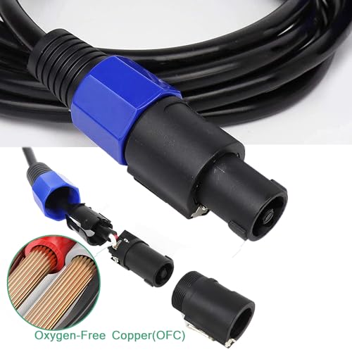 Professional 12 Gauge 100 Feet Speakon to Speakon Cables - 12AWG 100ft DJ/PA SpeakON Cords AMP Audio Wires - 2 Pack | Heavy duty, oxygen-free copper, low resistance, no signal loss, fit speaker, subwoofer, amplifier, audio system - size: 100 Feet
